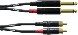 Kabelový adaptér Cordial CFU 6 PC [2x jack zástrčka 6,3 mm - 2x cinch zástrčka], 6.00 m, černá