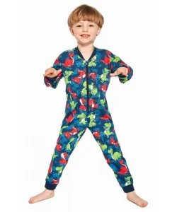 Cornette Kids Boy 185/155 Dino 3 86-128 Overal chlapecké pyžamo, 86-92, modrá