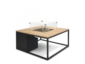 COSI Stůl s plynovým ohništěm -  Cosiloft 100  černý rám/dřevěná deska