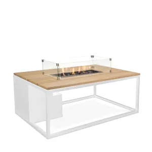 COSI Stůl s plynovým ohništěm -  Cosiloft 120 bílý rám/ dřevěná deska