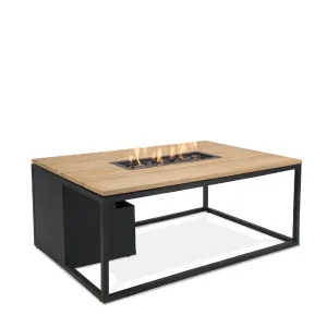 COSI Stůl s plynovým ohništěm -  Cosiloft 120 černý rám/dřevěná deska 120cm