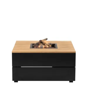 COSI Stůl s plynovým ohništěm - Cosipure 100 černý rám/dřevěná deska