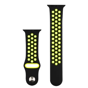 Silikonový sportovní řemínek COTEetCI pro Apple Watch 42/44/45mm, černý/žlutozelený