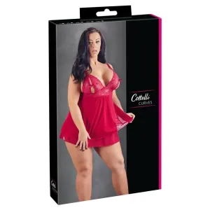 Cottelli Plus Size - Lace-up Baby Babydoll (Red)4XL