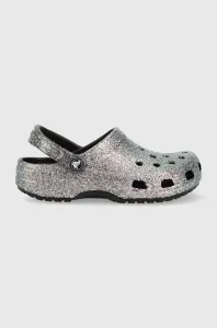Pantofle Crocs Classic Glitter Clog dámské, stříbrná barva, 205942, 205942.0C4-0C4