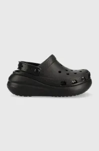 Pantofle Crocs Classic Crush Clog dámské, černá barva, na platformě