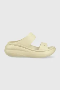Pantofle Crocs Classic Crush Sandal dámské, béžová barva, na platformě, 207670 #5022689