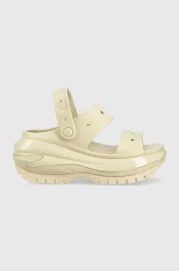 Pantofle Crocs Classic Mega Crush Sandal dámské, béžová barva, na platformě, 207989