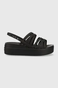 Sandály Crocs Brooklyn Strappy Low Wedge dámské, černá barva, na platformě, 206751