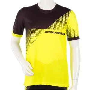 Pánské sportovní triko s krátkým rukávem Crussis  černá/žlutá fluo  S