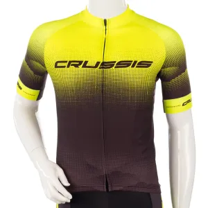 Cyklistický dres s krátkým rukávem Crussis CSW-056  černá-fluo žlutá  M