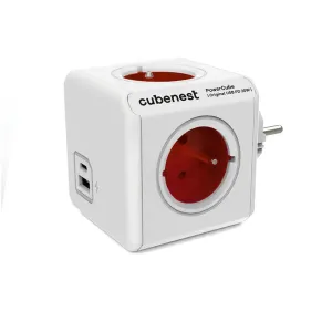 Cubenest Powercube Original USB PD 20W, A+C, 4x zásuvka, bílá/červená