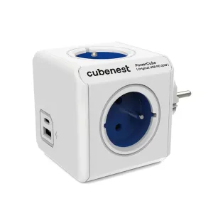 Cubenest Powercube Original USB PD 20W, A+C, 4x zásuvka, bílá/modrá