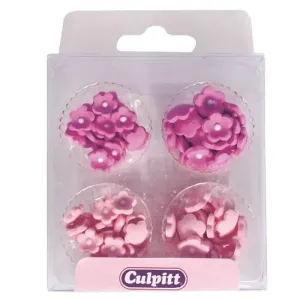 Culpitt Cukrové zdobení Mini kytičky růžové / fialové 100 ks