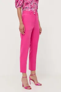 Kalhoty Custommade dámské, růžová barva, jednoduché, high waist
