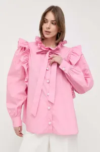 Košile Custommade růžová barva, relaxed, s klasickým límcem