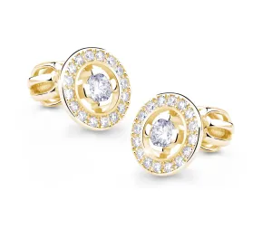 Cutie Diamonds Působivé peckové náušnice ze žlutého zlata s brilianty DZ6413-1988-30-00-X-1