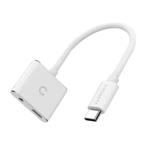 Audio adaptér Cygnett Essential z USB-C na mini jack 3,5 mm a USB-C (bílý)