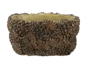 Hnědý antik cementový oválný obal ve tvaru šišek Pinecone - 25*15*13cm 573368