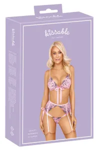Kissable - vyšívaná souprava spodního prádla (růžová)L/XL
