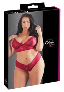 Cottelli Plus Size - Soft Lace Bra Set (Red)3XL