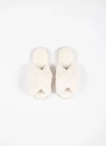 Pantofle s kožíškem překřížené smetanové Extreme Intimo velikost: 40/41
