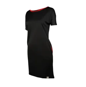 Dámské šaty s kapsami - S - černá/červená