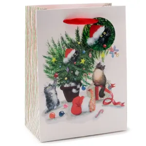 Dárková taška kočky a dárky - vánoční, velikost M