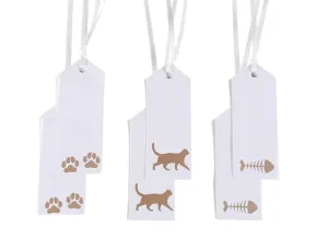 Jmenovky / visačky na dárky s kočkou - bílá, přírodní Barva: bílá