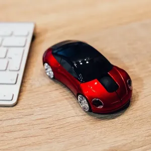 Bezdrátová myš ve tvaru auta - červená #4473026