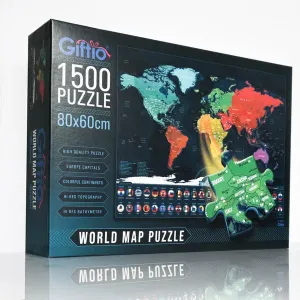 Puzzle mapa světa 1500 dílků #4046351