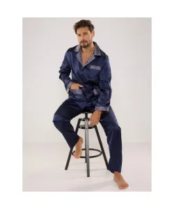 De Lafense 939 Satén Pánské pyžamo, L, modrá