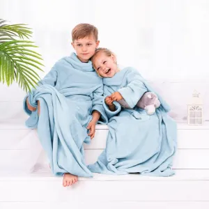 Dětská deka s rukávy DecoKing Lazy světle modrá, velikost 90x105
