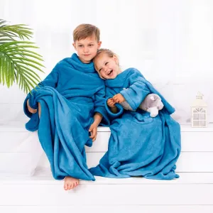 Dětská deka s rukávy DecoKing Lazy tmavě modrá, velikost 90x105