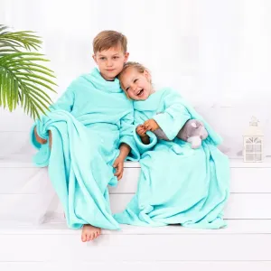 Dětská deka s rukávy DecoKing Lazy tyrkysová, velikost 90x105