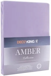 Bavlněné jersey prostěradlo s gumou DecoKing Amber fialové, velikost 140-160x200+30