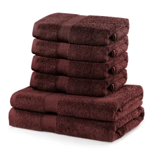 DecoKing Sada ručníků a osušek Marina tmavě hnědá, 4 ks 50 x 100 cm, 2 ks 70 x 140 cm
