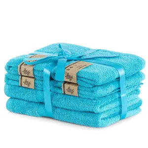 DecoKing Sada ručníků a osušek Bamby tyrkysová, 4 ks 50 x 100 cm, 2 ks 70 x 140 cm