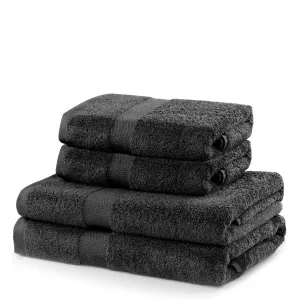Set tmavě šedých ručníků DecoKing Niki, velikost 2*70x140+2*50x100
