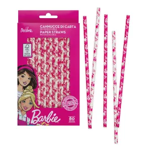 Decora Papírové brčka - Barbie 80 ks