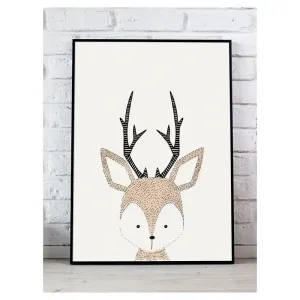 Bílý plakát do pokoje s obrázkem jelena