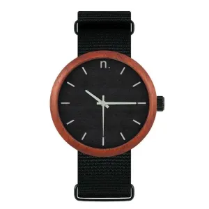 Černé dřevěné hodinky s textilním řemínkem pro pány #2231771