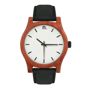 Černo-bílé dřevěné hodinky s koženým řemínkem pro pány #2231752