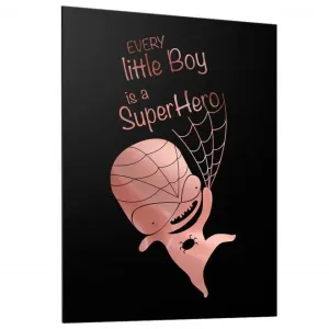 Černý dětský plakát se zrcadlovou grafikou růžového Spidermana