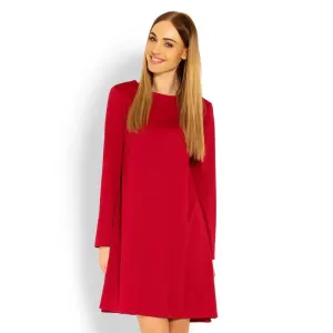 Dámské šaty s volným střihem v červené barvě