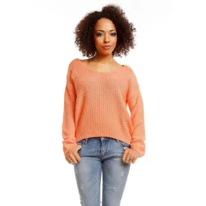 Dámský krátký módní svetr v oranžové barvě