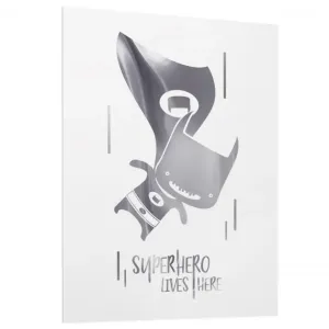 Detsky bílý plakát se zrcadlovou grafikou stříbrného Batmana