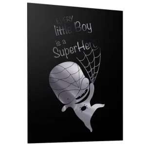 Dětský černý plakát se zrcadlovou grafikou stříbrného Spidermana