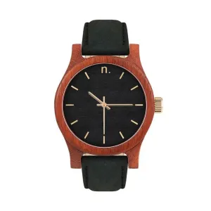 Dřevěné dámské hodinky černé barvy s koženým páskem #2231714