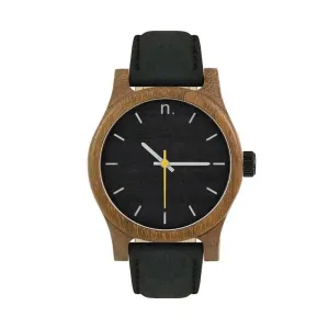 Dřevěné dámské hodinky černé barvy s koženým páskem #2231717
